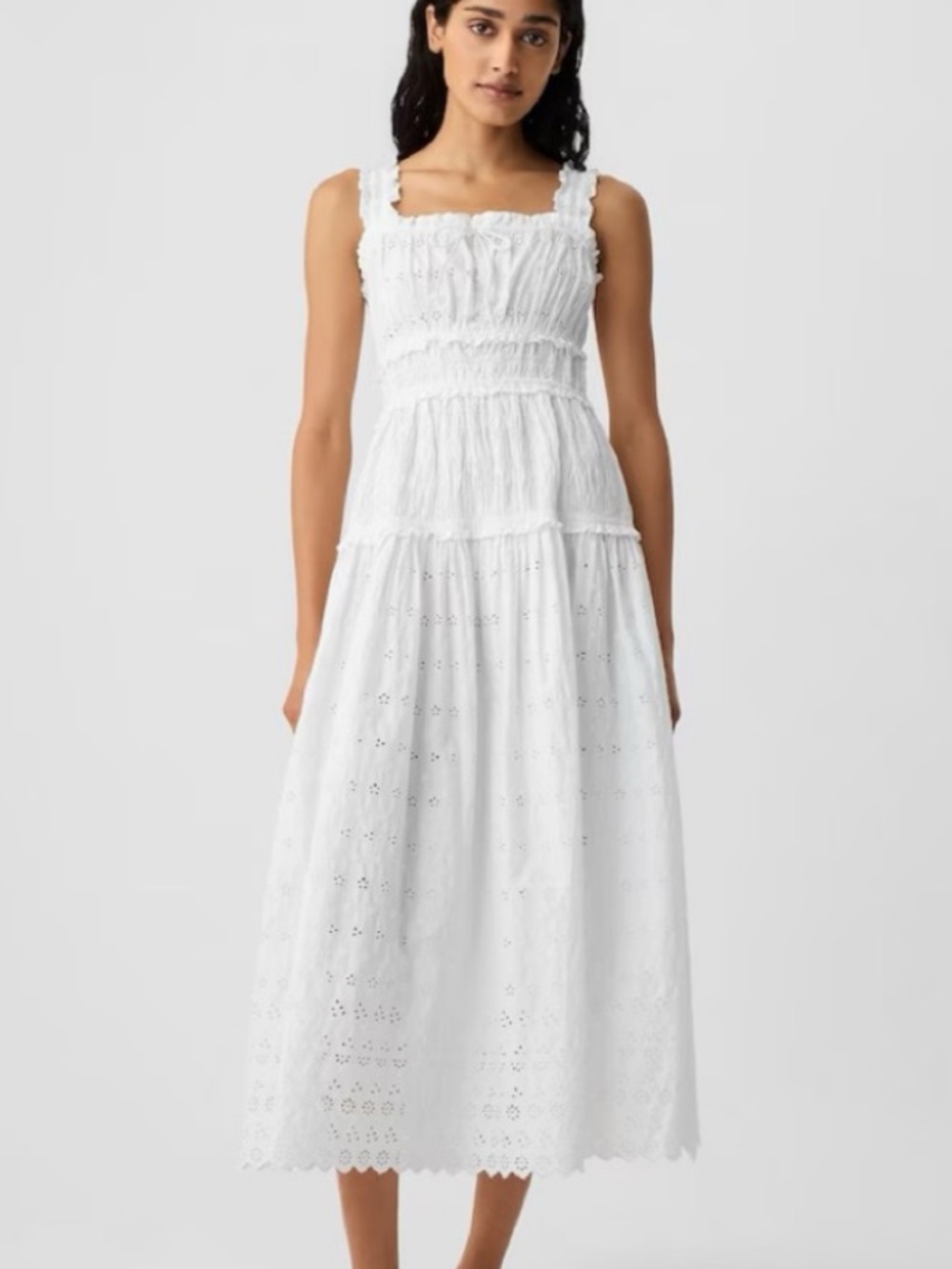 NWT Doen x Gap White Eyelet Midi Dress
